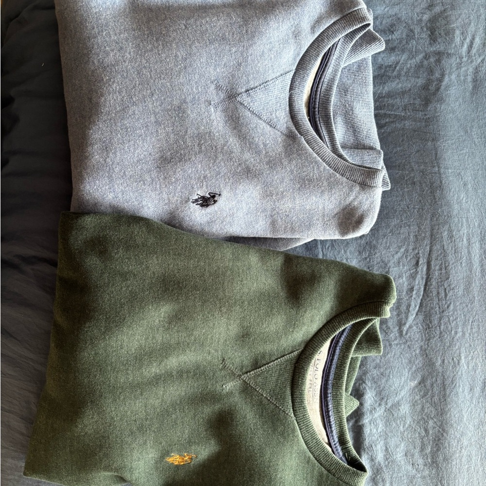 Ralph Lauren Blue and Olive Crew Pullovers - Men’s Medium